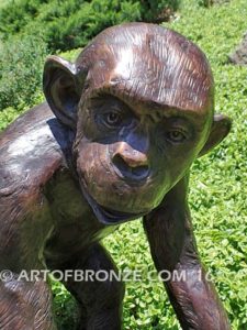 His Majesty bronze fine art gallery African wildlife walking chimpanzee ape sculpture