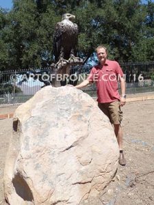 Lone Sentinel (Rock) bronze sculpture of eagle monument for public art