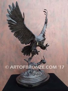 Owl French sculptor Moigniez flying owl sculpture for art collector