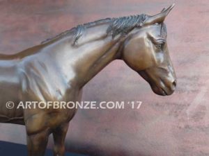 Before the Gate sculpture of standing race horse attached to base for indoor home or office