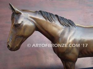 Before the Gate sculpture of standing race horse attached to base for indoor home or office