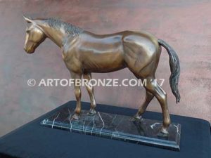 Before the Gate sculpture of standing race horse attached to base for indoor home or office