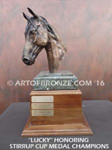 Lucky sculpture bust of thoroughbred horse for home or office