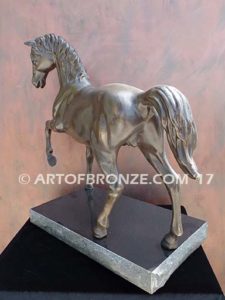 Midnight Dream sculpture of standing stallion attached to base for indoor home or office