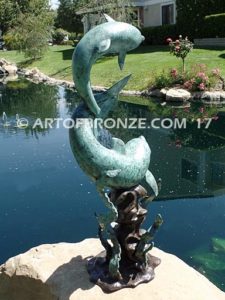 Dolphin Fantasy bronze fine art gallery sculpture of dolphins, whales and porpoises