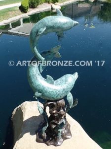 Dolphin Fantasy bronze fine art gallery sculpture of dolphins, whales and porpoises