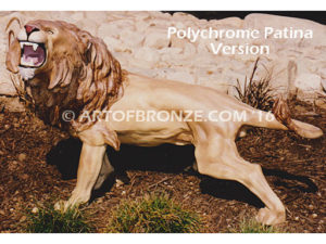 Fearless lost wax high quality bronze cast outdoor standing lion with head raised in roar