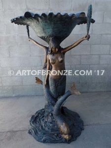 Mermaid Fountain bronze cast monumental fountain for pond, pool or aquatic display