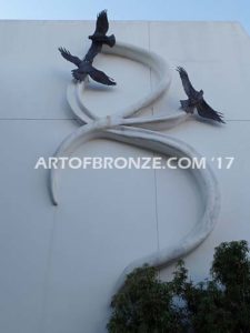 Spirit Above bronze sculpture of hawk school mascot for public art