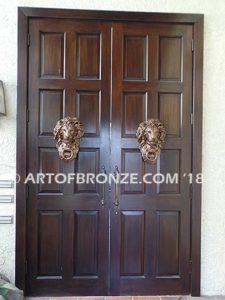 Lion head doorknocker custom head and pool ring for decorative front entrance display