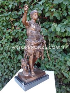 Augustus Caesar sculpture intricate detailed bronze figure statue attached to marble base