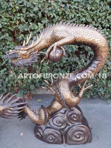 Chinese dragons, loong, long or lung special edition, monumental outdoor dragon holding pearl