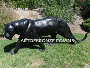 Black Panther high quality bronze cast outdoor walking sculpture for zoo, park, school mascot