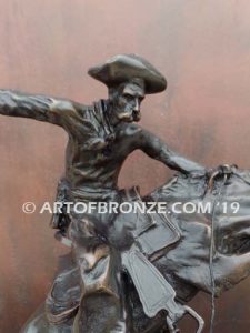 Bronco Buster bronze sculpture after Frederic Remington of cowboy ranger on horse