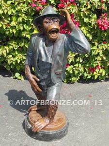 Chimp Musical Violin special edition, gallery quality chimpanzee standing on foot holding violin