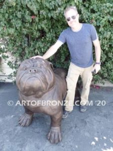 Chopper gallery quality custom bronze sculpted statue of 4 ft. long bulldog