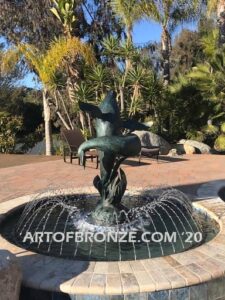 Breaching marine art bronze sculpture humpback whale for pool ocean decor