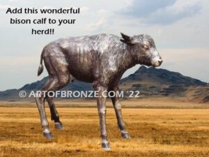 Legend of the Plains standing bronze bison monumental sculpture herd for school, corporate or private residence