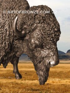 Legend of the Plains standing bronze bison monumental sculpture herd for school, corporate or private residence