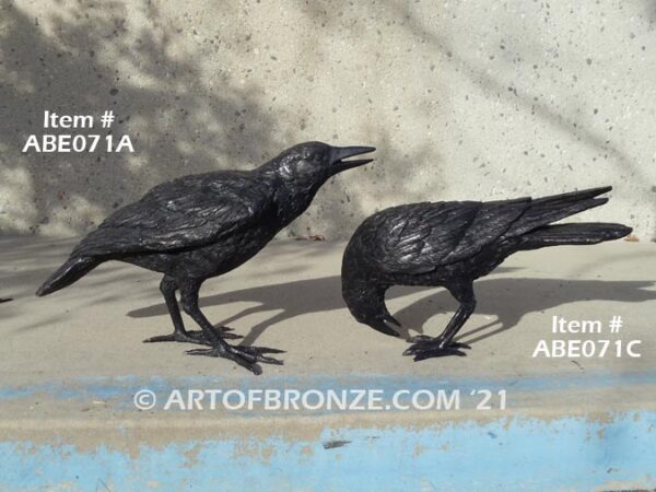 Raven bronze sculpture of standing ravens