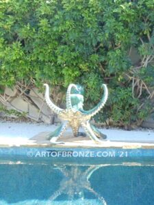 Ruler of the Deep bronze octopus artwork for outdoor water area or indoor display