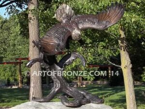 Up Draft bronze sculpture of eagle monument for public tree