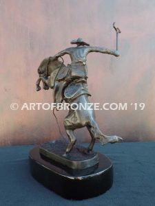 Bronco Buster bronze sculpture after Frederic Remington of cowboy ranger on horse