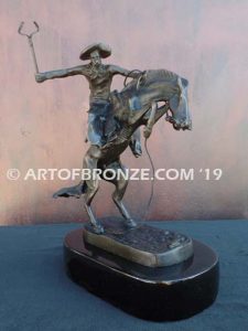 Bronco Buster bronze sculpture after Frederic Remington of cowboy ranger on horse