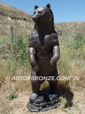 Permission to Pass bronze sculpture grizzly bear, black bear and brown bear mascot for school, university or zoo