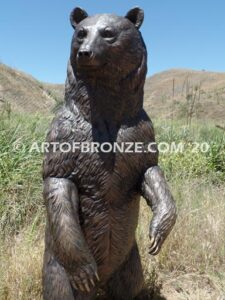 Permission to Pass bronze sculpture grizzly bear, black bear and brown bear mascot for school, university or zoo