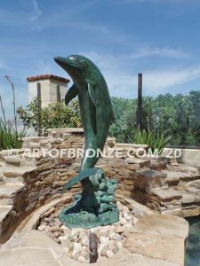 Above the Splash marine art bronze sculpture dolphin monument