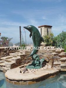 Above the Splash marine art bronze sculpture dolphin monument