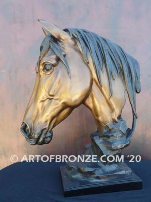 Tenderhearted sculpture bust of thoroughbred horse for home or office