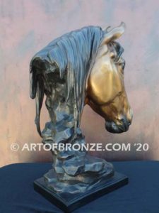 Tenderhearted sculpture bust of thoroughbred horse for home or office