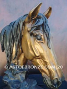 Tenderhearted sculpture bust of thoroughbred horse for home or office