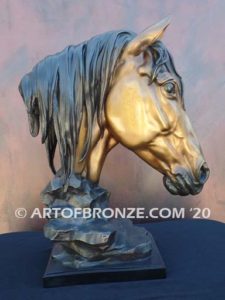 Tenderhearted sculpture bust of thoroughbred horse for home or office