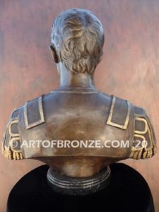 Caesar bust sculpture intricate detailed bronze bust attached to marble base