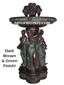 Divine Tranquility bronze cast monumental heroic Greek or Greco Roman tiered fountain Estate centerpiece