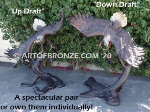 Down Draft bronze sculpture of eagle monument for public tree