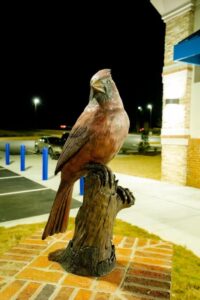 Cardinal Red Patina outdoor statue of a bronze cardinal state bird of North Carolina