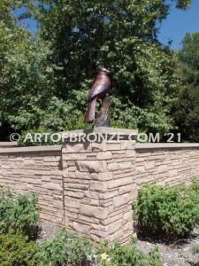 Cardinal Red Patina outdoor statue of a bronze cardinal state bird of North Carolina