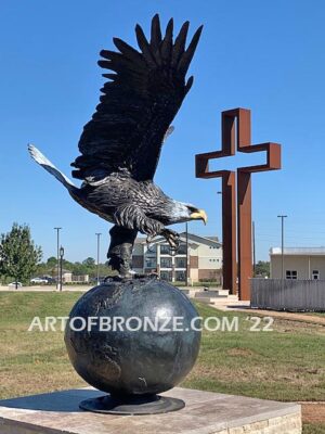 On Eagles Wings bronze sculpture of eagle monument for Katy Community Fellowship