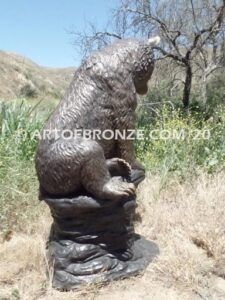 Rest Time bronze sculpture grizzly bear, black bear and brown bear mascot for school, university or zoo