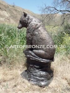 Rest Time bronze sculpture grizzly bear, black bear and brown bear mascot for school, university or zoo