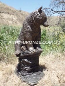 Rest Time bronze sculpture grizzly bear, black bear and brown bear mascot for school, university or zoo