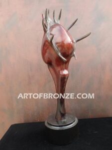 Voice on the Wind bronze elk sculpture of abstract elk head design for home or office