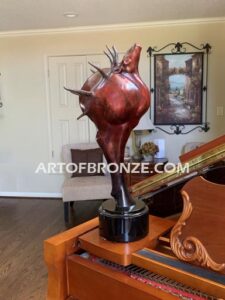 Voice on the Wind bronze elk sculpture of abstract elk head design for home or office