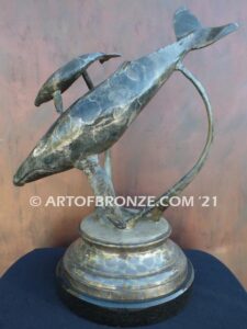 Tenderness indoor marine art bronze sculpture mother & calf humpback whale for home or office