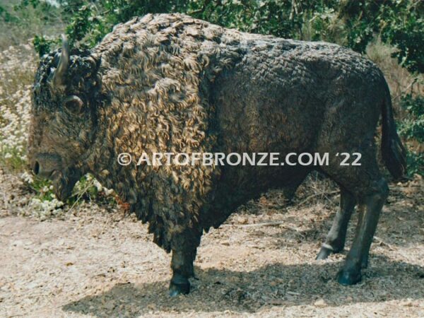 American Bison standing bronze bison monumental sculpture herd for school, corporate or private residence