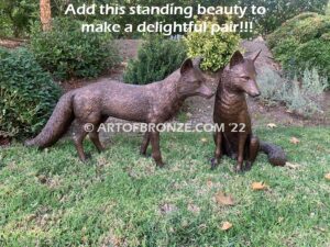 Alert bronze mascot fox sculpture for gallery, art in public places or school mascot